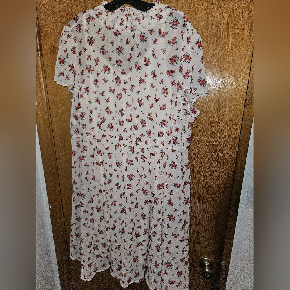 New W/Tags Rose Floral Mini Chiffon Smocked Dress, Size 3X